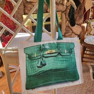 Reusable Shopping bag , Grocery bag,  Handbag printed to look like a Birkin bag